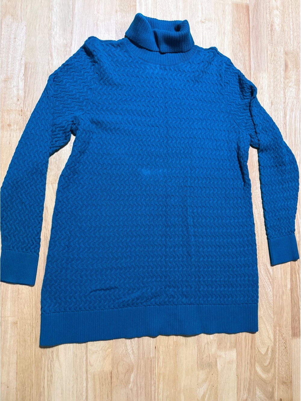 Lands’ End Women’s Large 14-16 Dark Teal Longline Turtleneck Sweater
